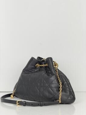 Christian Dior Ammi Supple Medium Drawstring Bag in Black Lambskin E9
